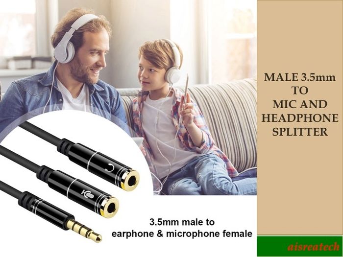 Male 3.5mm To Headphone And Mic Splitter