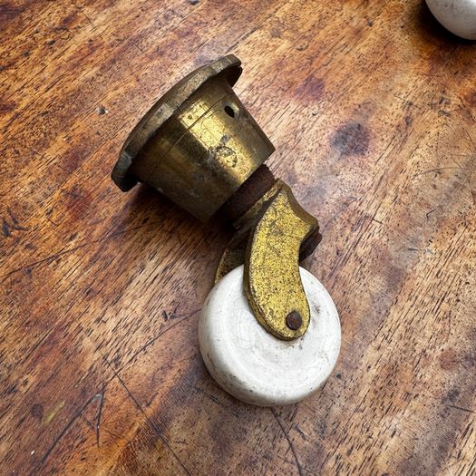 Brass Cap furniture castors with porcelain wheels (4)