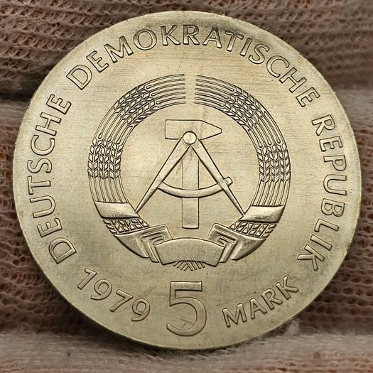 Germany 1979  5 Mark Albert Einstein 1879-1955 Beautiful Uncirculated Lustrous Superb!