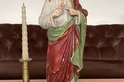 Antique Sacred Heart Statue 17 Inches 43 cm