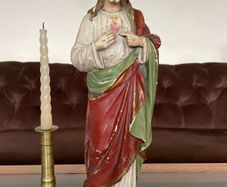 Antique Sacred Heart Statue 17 Inches 43 cm