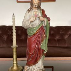 Antique Sacred Heart Statue 17 Inches 43 cm
