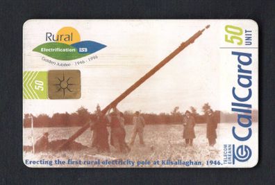 1996 Ireland 50 unit rural electrification in Ireland (1946-1996) by the Electricity Supply Board (E.S.B). The first electricity pole as part of this scheme was erected in Kilsallaghan, Dublin on November the 5th 1946. (Gemplus GEM1) Call Card Used. Telec