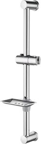 Ibergrif M20802-1 Shower Riser Rail, 57cm Shower Rail, No Drilling Required, Shower Rail kit with Adjustable Shower Head Holder and Soap Dish, Shower Slider Rail for Bathroom, Chrome, Silver