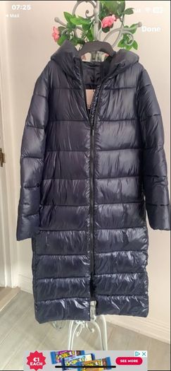 coat Navy Long puffa coat size small 10/12 boutique brand