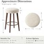 Set of 2 Chenille Bar Stools, 68cm Counter Height Upholstered Kitchen Bar Chairs with Solid Wood Legs Image 2