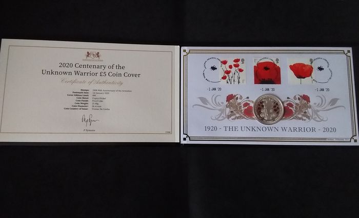 Great Britain : Centenary of The Unknown Warrior " 5 Pound " Coin Cover - 2020