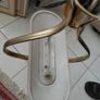 Antique French brass ceiling light with glass shade Image 4