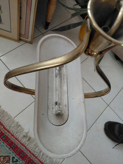 Antique French brass ceiling light with glass shade