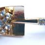 Small Gold Shovel Brooch With Tiny Rhinestones, Vintage Brooch Pin Image 2