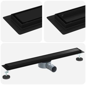 Shower Drain 2-in-1 with 360 Siphon Black 80 cm