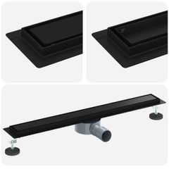 Shower Drain 2-in-1 with 360 Siphon Black 70 cm