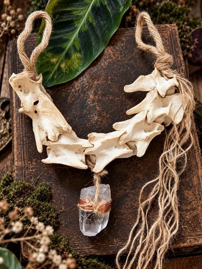 Deer Vertebrae & Clear Quartz Wall Talisman