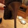 Black glitter shoes with satin bow Image 5