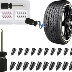 20 pcs Tyre Repair Screw, Fast Self-Service Car Puncture Repair Kit, Tire Rubber Nails Tool, Emergency Car Accessories for Bike Motorbike Bicycle Flat Tire Plug with Storage Tool Box
