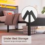 3ft Single Bed Frame with Storage Headboard,LED Lights,Metal Upholstered Platform Bed Frame with Charging Image 4