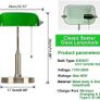 Bankers Office Desk Lamp, Vintage Green Glass Table Lamp with Brass Base, Classic Retro Light with Wireless Charging&USB Port Image 2