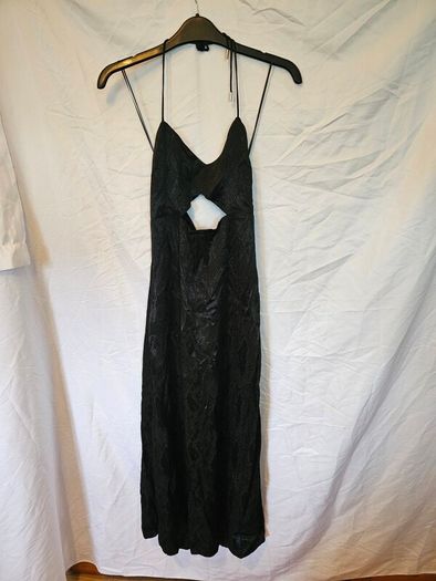 AFRM Black Snakeprint Cutout Midi Dress