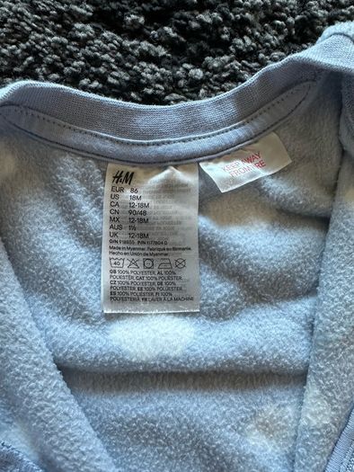 H&M zip up fleece suit