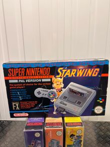 Super Nintendo retro console + games Mario