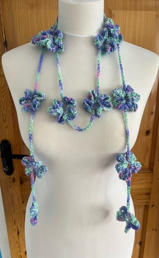 Handmade crochet flower lariat scarf