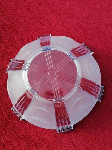 Art Deco Frosted Blue Glass Bowl