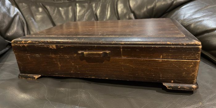 Vintage wooden silverware chest WM Rogers & Son