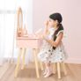 Kids Dressing Table, Pink Kids Vanity Table and Chair with 11 Pcs Wooden Makeup Set, Pretend Dresser Desk Chair Set, Girls Vanity for 3 Year Old and Up Image 6