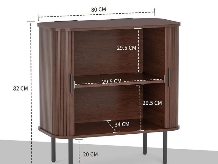Sideboard Buffet Storage Cabinet with Tambour Sliding Door Walnut