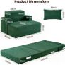 Sofa Bed Single Convertible Chair Bed with Pillow & Armrests, Foldable Futon Mattress with Back Support, Boneless Sofa Bed for Living Room and Bedroom, Dark Green Image 2