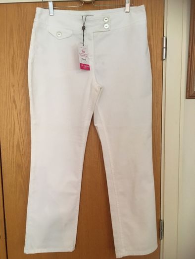 M&S PER UNA Straight Leg White Trousers 16 New