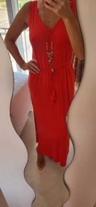 M&S Collection Red Full Length Dress Sz 16UK