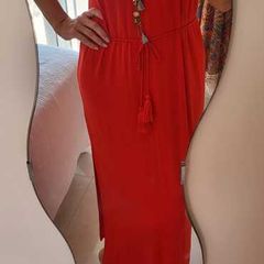 M&S Collection Red Full Length Dress Sz 16UK