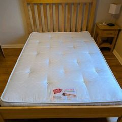Double Bed Frame and Mattress, Solid Wood