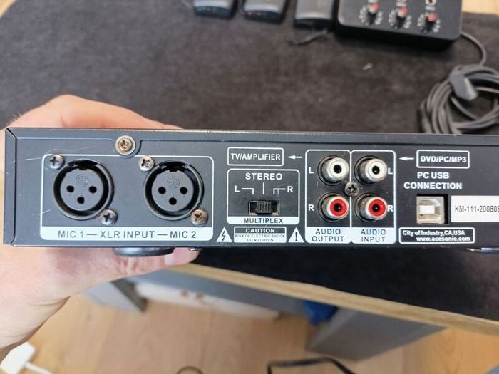 Acesonic KM-111 Karaoke Mixer USB to PC, 2 XLR Mic In, RCA In/Out Headphone Out