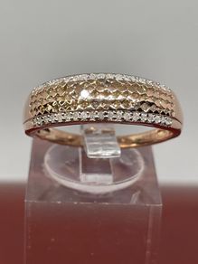Whiter Diamond & Champagne Diamond Ring in 18K Vermeil Rose Gold Plated Sterling Silver