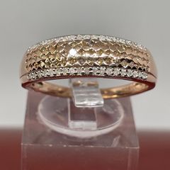 Whiter Diamond & Champagne Diamond Ring in 18K Vermeil Rose Gold Plated Sterling Silver