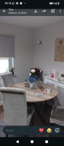 table and four chairs and four cream chair covers