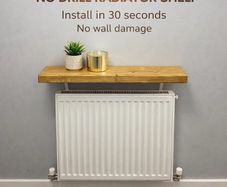 Solid Wood Floating Shelf for Hallway Living Room Handmade in UK Radiator Cover Top Shelf with Brackets Rustic Pine, 50cm