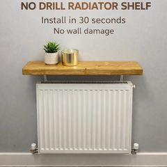 Solid Wood Floating Shelf for Hallway Living Room Handmade in UK Radiator Cover Top Shelf with Brackets Rustic Pine, 50cm