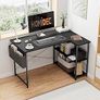 FREE EXPRESS SHIPPING L Shaped Desk 100CM Computer Desk Study Office Desk Gaming Desk Writing Table With Bookshelf Reversible Corner Desk For Home Office Studio Workstation Image 5