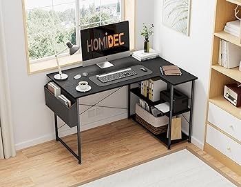 FREE EXPRESS SHIPPING L Shaped Desk 100CM Computer Desk Study Office Desk Gaming Desk Writing Table With Bookshelf Reversible Corner Desk For Home Office Studio Workstation