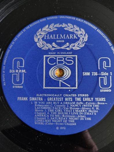 Frank Sinatra - Greatest Hits - The Early Years Vinyl LP (1971) UK Pressing 70's Reissue EX+