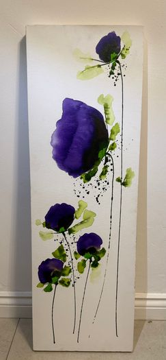 Jean Picton - Signed Original Poppy Painting - Large Tall Canvas