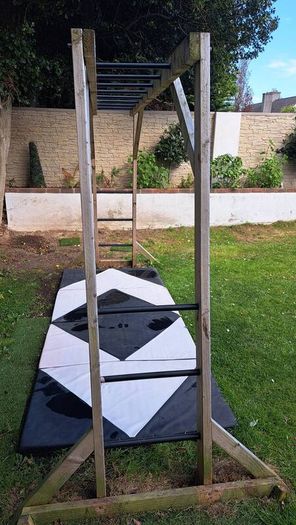 monkey bars and gymnastics mat