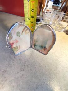 Small table photo frame in Italian silver from the 1950s, double frame for 2 photos, vintage portrait frame