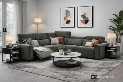 Modern Modular Corner Sofa with Recliners, USB & Wireless Charging