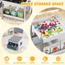 Kids Table and Chairs Set, 4 in 1 Children Activity Desk with 2 Chairs, Reversible Tabletop, Bookshelves and Storage Bins, Wooden Toddler Table Set for Boys Girls (White+Grey, 61x61x56cm) Image 6