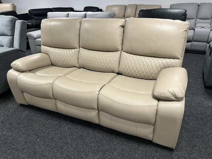 Rita 3+2 True Beige Leather Recliner Sofa Set