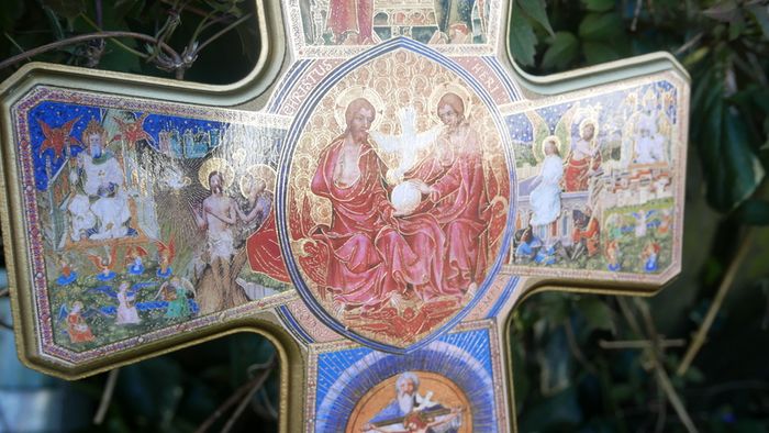 Cross. Crucifix Jesus Christ Decoupage Crucifix Wooden Scenes of His Life wall 15,4" x 11"